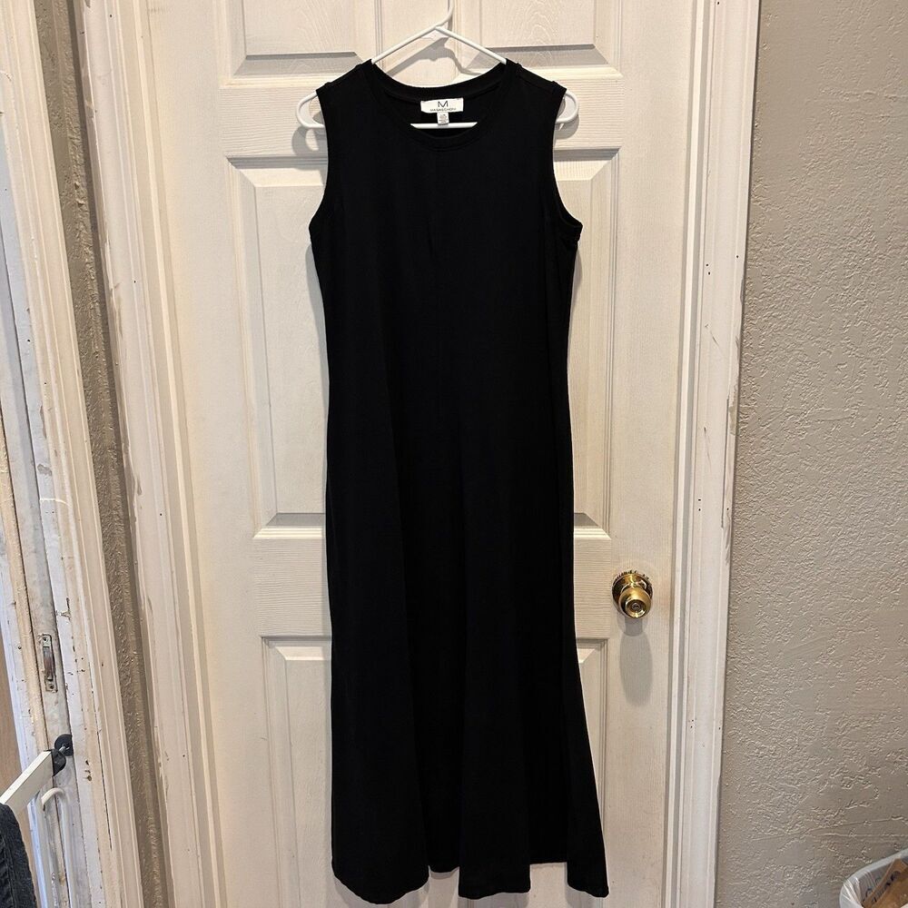 Magaschoni Large Maxi Black Sleeveless Cotton Dress Quiet‎ Luxury Casual Beach